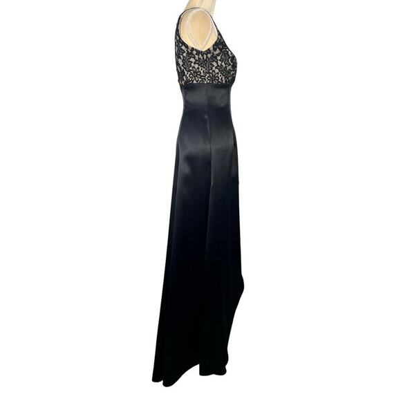 Scott McClintock Black Satin Maxi Dress Size 4 Formal Prom Wedding Cocktail - Picture 9 of 15